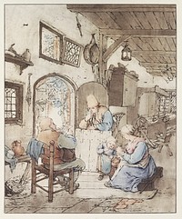 Krantlezer in interieur (1766) by <a href="https://www.rawpixel.com/search/Cornelis%20Ploos%20van%20Amstel?sort=curated&amp;page=1">Cornelis Ploos van Amstel</a>. Original from The Rijksmuseum. Digitally enhanced by rawpixel.
