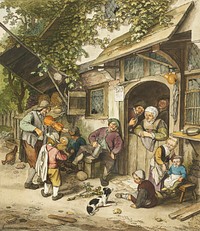 Violin player in front of an inn (ca. 1766&ndash;1770) by Cornelis Ploos van Amstel. Original from The Rijksmuseum. Digitally enhanced by rawpixel.