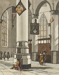 Kerkinterieur (1774) by <a href="https://www.rawpixel.com/search/Cornelis%20Ploos%20van%20Amstel?sort=curated&amp;page=1">Cornelis Ploos van Amstel</a>. Original from The Rijksmuseum. Digitally enhanced by rawpixel.