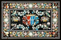 Table top with a coat of arms (1685) by Giovanni Leoni. Original from The Rijksmuseum. Digitally enhanced by rawpixel.