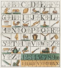 Alphabet and numbers (1700-1899) by anonymous. Original from The Rijksmuseum. Digitally enhanced by rawpixel.
