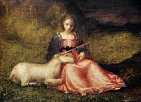 Woman with Unicorn (1510) by anonymous. Original from The Rijksmuseum. Digitally enhanced by rawpixel.