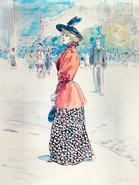 Elegant on a boulevard (1890-1900) painting in high resolution by Henry Somm. Original from The Public Institution Paris Mus&eacute;es. Digitally enhanced by rawpixel.