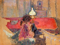 Woman with a Lamp (1909) painting in high resolution by Pierre Bonnard. Original from the Dallas Museum of Art. Digitally enhanced by rawpixel.