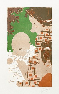 Andr&eacute;e Terrasse with son Jean and brother (1893) by Pierre Bonnard. Original from The Rijksmuseum. Digitally enhanced by rawpixel.