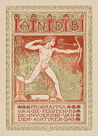 Cover design for: Party program of the General Dutch Diamond Workers Union for the introduction of the eight-hour day Program of the parties at the introduction of the eight o'clock day (1911) print in high resolution by Richard Roland Holst.