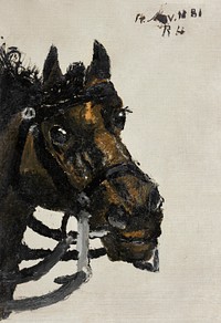 Horse head (1881) painting in high resolution by Richard Roland Holst. Original from the Rijksmuseum. Digitally enhanced by rawpixel.