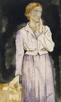 Standing woman (1878&ndash;1938) painting in high resolution by Richard Roland Holst. Original from the Rijksmuseum. Digitally enhanced by rawpixel.