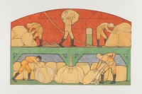 Design for painting in the Berlage stock exchange: De Handel (1878&ndash;1938) painting in high resolution by Richard Roland Holst. Original from the Rijksmuseum. Digitally enhanced by rawpixel.