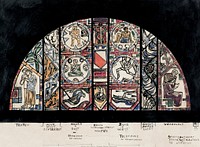 Design for a window in the post office in Utrecht (1923) painting in high resolution by <a href="https://www.rawpixel.com/search/Richard%20Roland%20Holst?sort=curated&amp;page=1">Richard Roland Holst</a>. Original from the Rijksmuseum. Digitally enhanced by rawpixel.