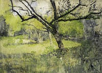 Orchard at Eemnes (1888&ndash;1895) painting in high resolution by Richard Roland Holst. Original from the Rijksmuseum. Digitally enhanced by rawpixel.