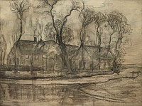 Farm Near Duivendrecht, The Sea (1905&ndash;1914) drawing in high resolution by Piet Mondrian. Original from the Dallas Museum of Art. Digitally enhanced by rawpixel.