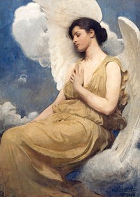 Winged Figure (1889) painting in high resolution by <a href="https://www.rawpixel.com/search/Abbott%20Handerson%20Thayer?sort=curated&amp;page=1">Abbott Handerson Thayer</a>. Original from the Art Institute of Chicago. Digitally enhanced by rawpixel.