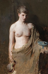 Hebe (1890) painting in high resolution by <a href="https://www.rawpixel.com/search/Abbott%20Handerson%20Thayer?sort=curated&amp;page=1">Abbott Handerson Thayer</a>. Original from the Cleveland Museum of Art. Digitally enhanced by rawpixel.