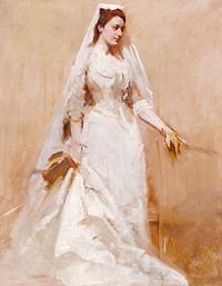 A Bride (ca.1895) painting in high resolution by Abbott Handerson Thayer. Original from the Smithsonian Institution. Digitally enhanced by rawpixel.