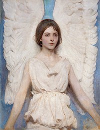 Angel (1887) painting in high resolution by <a href="https://www.rawpixel.com/search/Abbott%20Handerson%20Thayer?sort=curated&amp;page=1">Abbott Handerson Thayer</a>. Original from the Smithsonian Institution. Digitally enhanced by rawpixel.