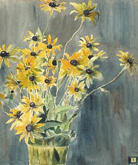 Vase with Blackeyed Susans (1915) by <a href="https://www.rawpixel.com/search/Hannah%20Borger%20Overbeck?sort=curated&amp;page=1&amp;topic_group=_my_topics">Hannah Borger Overbeck</a>. Original from The Los Angeles County Museum of Art. Digitally enhanced by rawpixel.