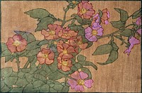 Pink Roses on Terracotta Color Ground (1915) by <a href="https://www.rawpixel.com/search/Hannah%20Borger%20Overbeck?sort=curated&amp;page=1&amp;topic_group=_my_topics">Hannah Borger Overbeck</a>. Original from The Los Angeles County Museum of Art. Digitally enhanced by rawpixel.