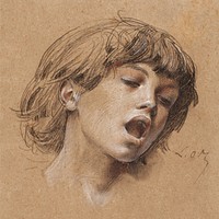 Head of a Boy Singing (1898) drawing in high resolution by Luc-Olivier Merson. Original from The Cleveland Museum of Art. Digitally enhanced by rawpixel.