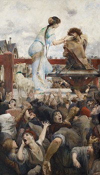 A tear for a drop of water (1903) painting in high resolution by Luc-Olivier Merson. Original from The Public Institution Paris Mus&eacute;es. Digitally enhanced by rawpixel.