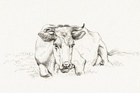 Lying cow (1816) by <a href="https://www.rawpixel.com/search/Jean%20Bernard?sort=curated&amp;page=1">Jean Bernard</a> (1775-1883). Original from The Rijksmuseum. Digitally enhanced by rawpixel.