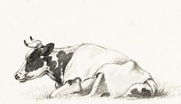 Lying cow by Jean Bernard (1775-1883). Original from The Rijksmuseum. Digitally enhanced by rawpixel.