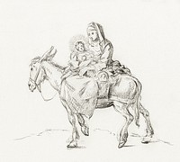 Flight to Egypt by <a href="https://www.rawpixel.com/search/Jean%20Bernard?sort=curated&amp;page=1">Jean Bernard</a> (1775-1883). Original from The Rijksmuseum. Digitally enhanced by rawpixel.