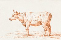 Standing cow by <a href="https://www.rawpixel.com/search/Jean%20Bernard?sort=curated&amp;page=1">Jean Bernard</a> (1775-1883). Original from the Rijks Museum. Digitally enhanced by rawpixel.