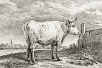 Standing bull (1817) by <a href="https://www.rawpixel.com/search/Jean%20Bernard?sort=curated&amp;page=1">Jean Bernard</a> (1775-1883). Original from The Rijksmuseum. Digitally enhanced by rawpixel.