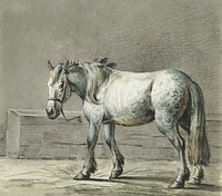 Standing horse (1810 - 1816) by <a href="https://www.rawpixel.com/search/Jean%20Bernard?sort=curated&amp;page=1">Jean Bernard</a> (1775-1883). Original from the Rijks Museum. Digitally enhanced by rawpixel.