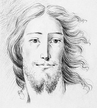 Christ sketch by <a href="https://www.rawpixel.com/search/Jean%20Bernard?sort=curated&amp;page=1">Jean Bernard</a> (1775-1883). Original from The Rijksmuseum. Digitally enhanced by rawpixel.