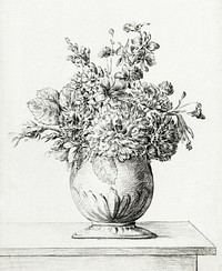 Flowers in a vase by <a href="https://www.rawpixel.com/search/Jean%20Bernard?sort=curated&amp;page=1">Jean Bernard</a> (1775-1883). Original from The Rijksmuseum. Digitally enhanced by rawpixel.