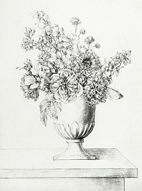 Flowers in a vase by <a href="https://www.rawpixel.com/search/Jean%20Bernard?sort=curated&amp;page=1">Jean Bernard</a> (1775-1883). Original from The Rijksmuseum. Digitally enhanced by rawpixel.