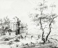 Landscape with fantastic ruin by <a href="https://www.rawpixel.com/search/Jean%20Bernard?sort=curated&amp;page=1">Jean Bernard</a> (1775-1883). Original from the Rijks Museum. Digitally enhanced by rawpixel.