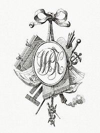 Title vignette with monogram vintage illustration