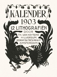 Aankondiging voor kalender 1903 (ca. 1878–190) print in high resolution by Theo van Hoytema. Original from The Rijksmuseum. Digitally enhanced by rawpixel.