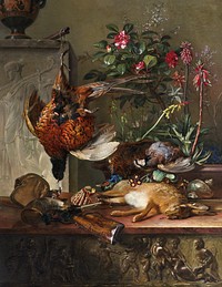 Still Life with Game and a Greek Stele: Allegory of Autumn (1818) by <a href="https://www.rawpixel.com/search/Georgius%20Jacobus%20Johannes%20van%20Os?sort=curated&amp;page=1">Georgius Jacobus Johannes van Os</a>. Original from The Rijksmuseum. Digitally enhanced by rawpixel.​​​​​