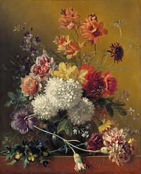 Still Life with Flowers (ca. 1820&ndash;1861) by Georgius Jacobus Johannes van Os. Original from The Rijksmuseum. Digitally enhanced by rawpixel.​​​​​
