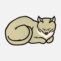 Sleeping Cat (1918) by <a href="https://www.rawpixel.com/search/Julie%20de%20Graag?sort=curated&amp;page=1">Julie de Graag</a> (1877-1924). Original from the Rijks Museum. Digitally enhanced by rawpixel.