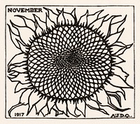 November Sunflower (1917) by J<a href="https://www.rawpixel.com/search/Julie%20de%20Graag?sort=curated&amp;page=1">Julie de Graag</a> (1877-1924). Original from The Rijksmuseum. Digitally enhanced by rawpixel.