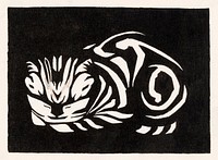 Woodcut cat (1917) by <a href="https://www.rawpixel.com/search/Julie%20de%20Graag?sort=curated&amp;page=1">Julie de Graag</a> (1877-1924). Original from The Rijksmuseum. Digitally enhanced by rawpixel.