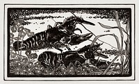 Two crayfish by <a href="https://www.rawpixel.com/search/Julie%20de%20Graag?sort=curated&amp;page=1">Julie de Graag</a> (1877-1924). Original from The Rijksmuseum. Digitally enhanced by rawpixel