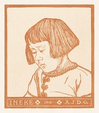Portrait of Ineke Broekman (1916) by <a href="https://www.rawpixel.com/search/Julie%20de%20Graag?sort=curated&amp;page=1">Julie de Graag</a> (1877-1924). Original from The Rijksmuseum. Digitally enhanced by rawpixel.