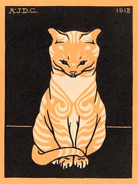 Sitting Cat (1918) by <a href="https://www.rawpixel.com/search/Julie%20de%20Graag?sort=curated&amp;page=1">Julie de Graag</a> (1877-1924). Original from The Rijksmuseum . Digitally enhanced by rawpixel.