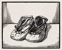 Pair of shoes (1921) by <a href="https://www.rawpixel.com/search/Julie%20de%20Graag?sort=curated&amp;page=1">Julie</a><a href="https://www.rawpixel.com/search/Julie%20de%20Graag?sort=curated&amp;page=1"> de Graag</a> (1877-1924). Original from The Rijksmuseum. Digitally enhanced by rawpixel