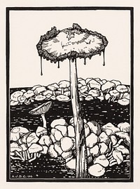 Dripping mushroom (1916) by <a href="https://www.rawpixel.com/search/Julie%20de%20Graag?sort=curated&amp;page=1">Julie de Graag</a> (1877-1924). Original from The Rijksmuseum. Digitally enhanced by rawpixel.