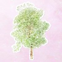 Paster glitter tree sticker with a white border