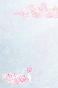 Pastel pink glitter duck and cloud patterned background