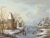 Wintergezicht Met Ijsvermaak by Barbara Regina Dietzsch (1706&ndash;1783) and Christoph Ludwig Agricola (1667&ndash;1719) Original from The Rijksmuseum. Digitally enhanced by rawpixel.