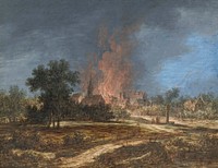 Brand in Een Dorp (Fire in a village) by Barbara Regina Dietzsch (1706&ndash;1783) and Christoph Ludwig Agricola (1667&ndash;1719). Original from The Rijksmuseum. Digitally enhanced by rawpixel.